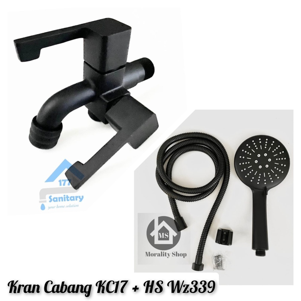 Paket Varian Black Series - Paket Set Kran Cabang dan Handshower Gede Hitam Variasi