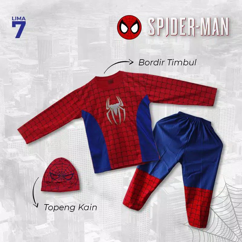 Baju anak kostum spiderman terbaru gratis topeng kain