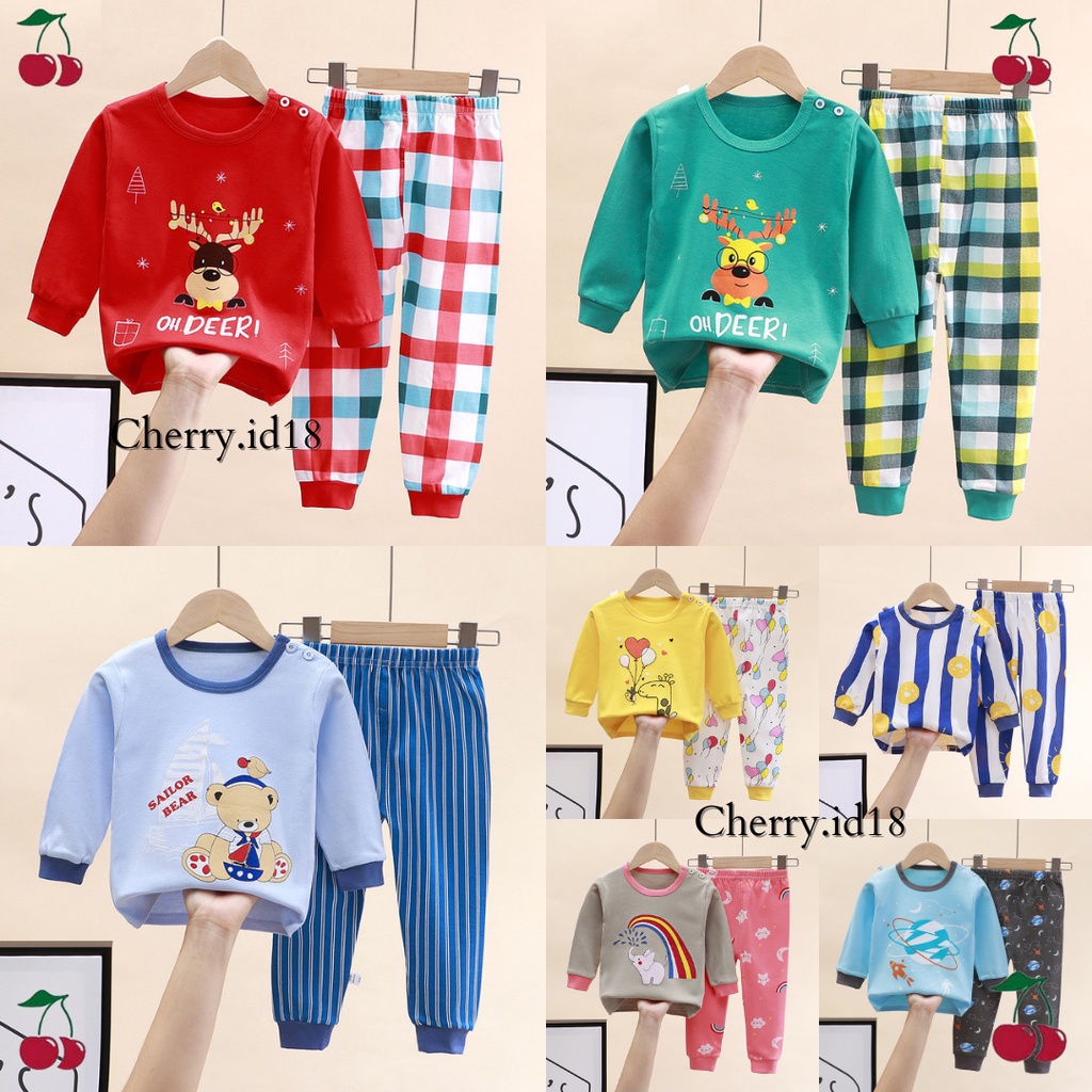 (0Bln-4Thn) COD Setelan Piyama Bayi / Setelan Piyama Lengan Panjang / Piyama Anak Import / Baju Tidur Bayi Import / Pajamas Anak Import / Baju Tidur Anak Import -PY47