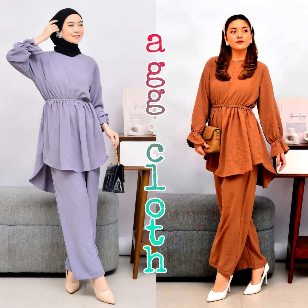 Fisie Set Rayon Crincle / Setelan Wanita Modern 2022 / Setelan Wanita Polos Kekinian / Setelan Kulot Krinkle / Agg_cloth