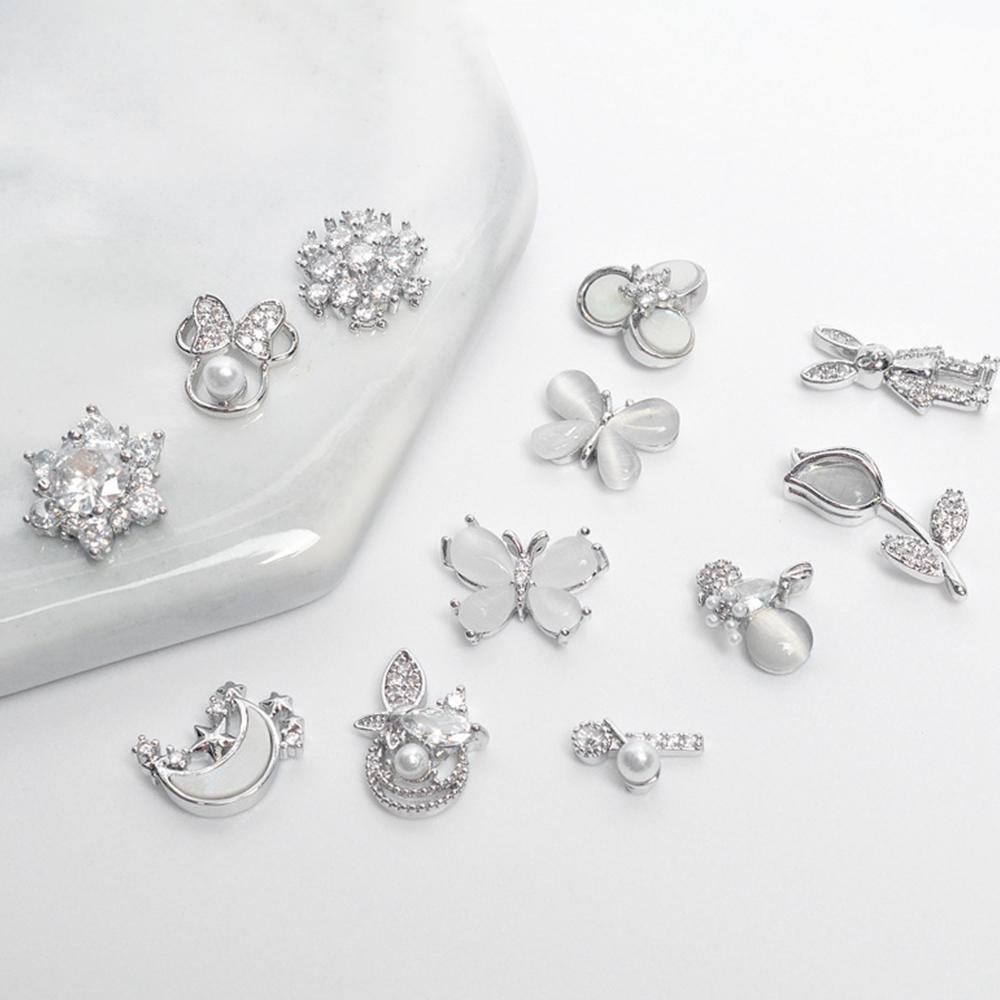 AUGUSTINA Agustin 3D Kuku Zirkon DIY Shiny Flower Butterfly Moon Manicure Nail Jewelry