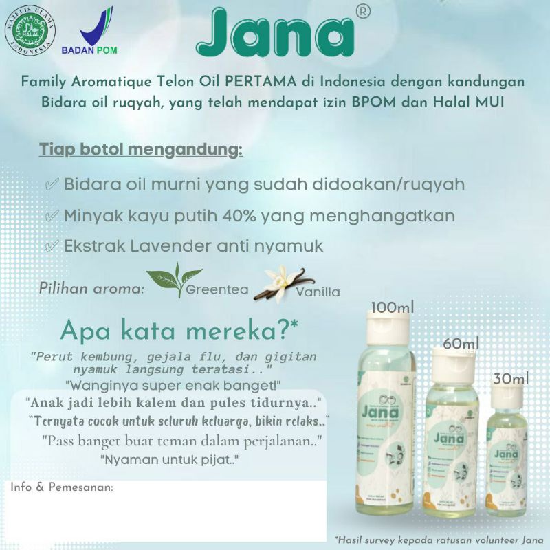 jana telon minyak telon bidara oil aromatic