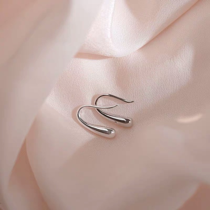 925 Silver Needle Stud Droplet Simple Minimalist Style Earring Jewelry