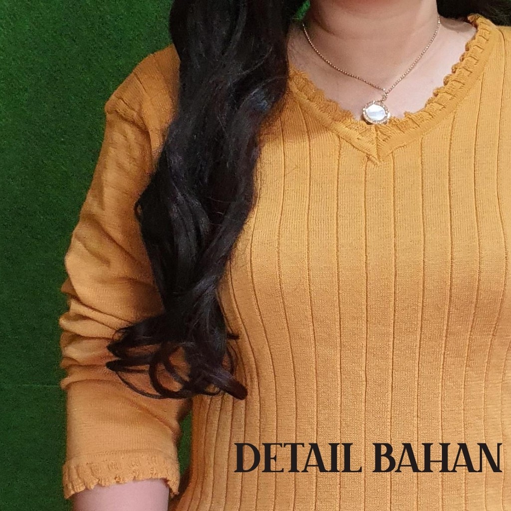 SWEATER JUMBO BIG SIZE RAJUT POLOS LENGAN PANJANG WANITA BAJUBUNDA