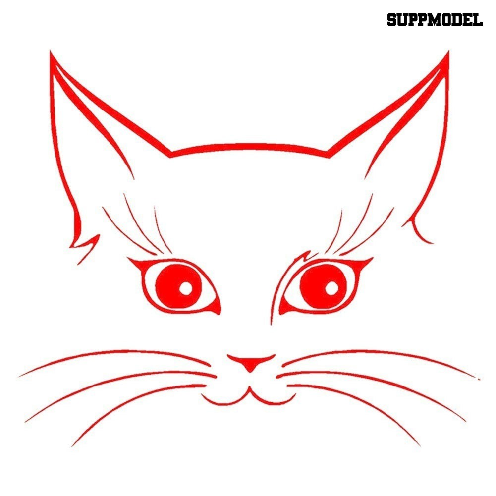 Supmodel Stiker Reflektif Motif Kepala Kucing Lucu Untuk Dekorasi Body / Jendela Mobil