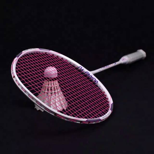 Raket Badminton Full Carbon Guang Yu 6U Perempuan Warna senar Putih