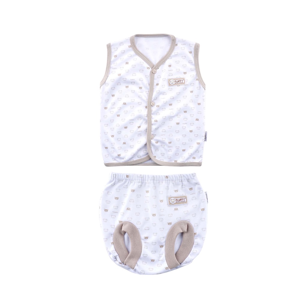 Fluffy Setelan Baju Kutung Celana Pop Khaki Series - Fluffy Baju Bayi SNI
