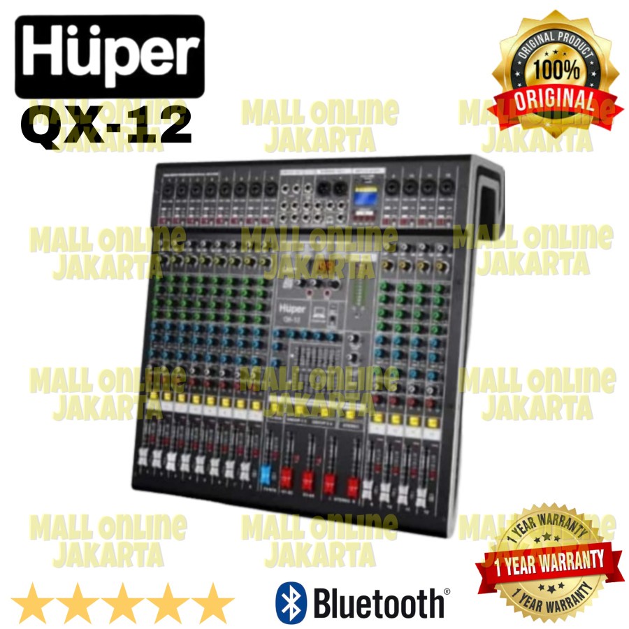 Mixer audio Hupper 12 channel Qx12 original Qx 12 bluetooth soundcard