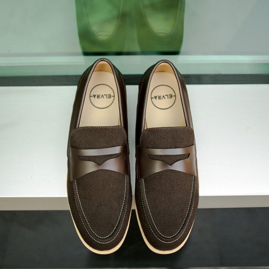 ELVRA Footwear - Sepatu Pria Sepatu Loafers Sepatu Kasual Casual Sepatu Kanvas Canvas - Flow Brown Cream