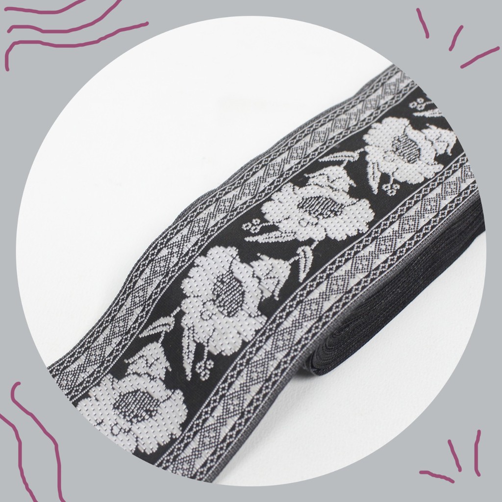 Aksesoris Pita Renda India Bordir Full Payet Motif