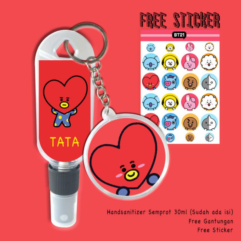 FREE GANTUNGAN KUNCI+STICKER BT21 HAND SANITIZER/POUCH HANDSANITIZER BT21