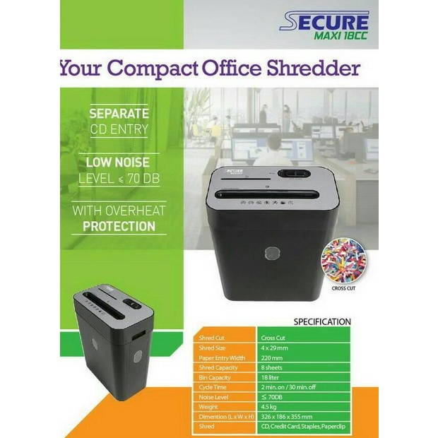 

Mesin Penghancur Kertas Secure Maxi 18 CC Cross Cut - Paper Shredder