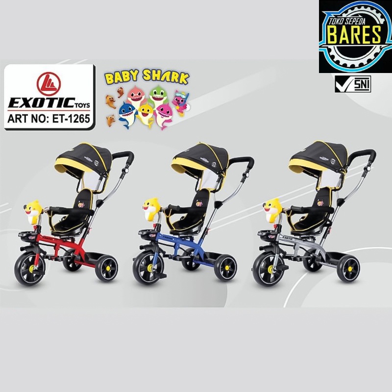 Sepeda Roda Tiga Anak Exotic ET-1265 / ET-711 / ET-713 Baby Shark / Tricycle