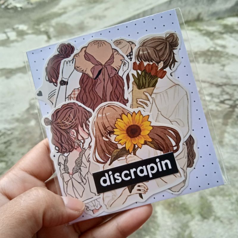 

(DSP) 8 PCS GIRL STICKER / STICKER JURNAL / AESTHETIC JOURNAL STICKER/ STICKER GIRL WITH FLOWER SERI II