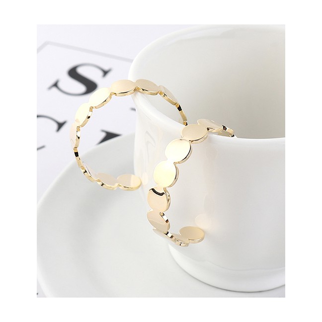 LRC Anting Tusuk Fashion 14k Gold Plated Gold Semi-circular Cutout S925 Silver Needle Earrings Y6277