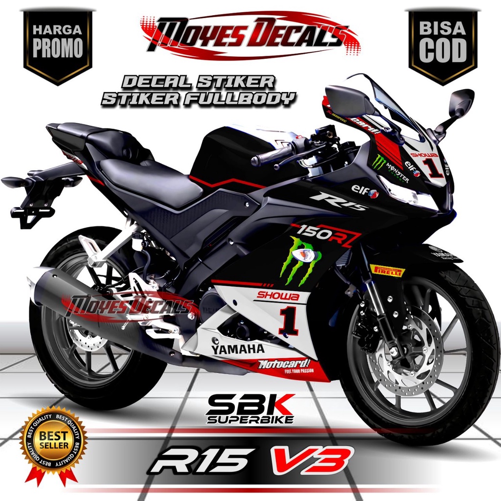 decal r15 v3 stiker yamaha r15 v3 Sticker decal r15 v3  Stripingr15 v3 , Sticker r15 v3 SBK Hitam No