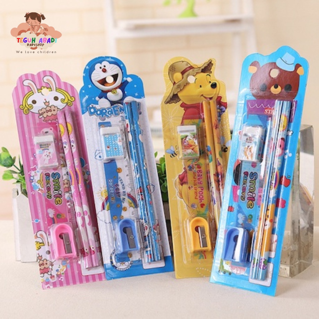 

[TA] Set Alat Tulis Anak 5in 1 Motif Karakter Kartun / Alat Tulis Anak