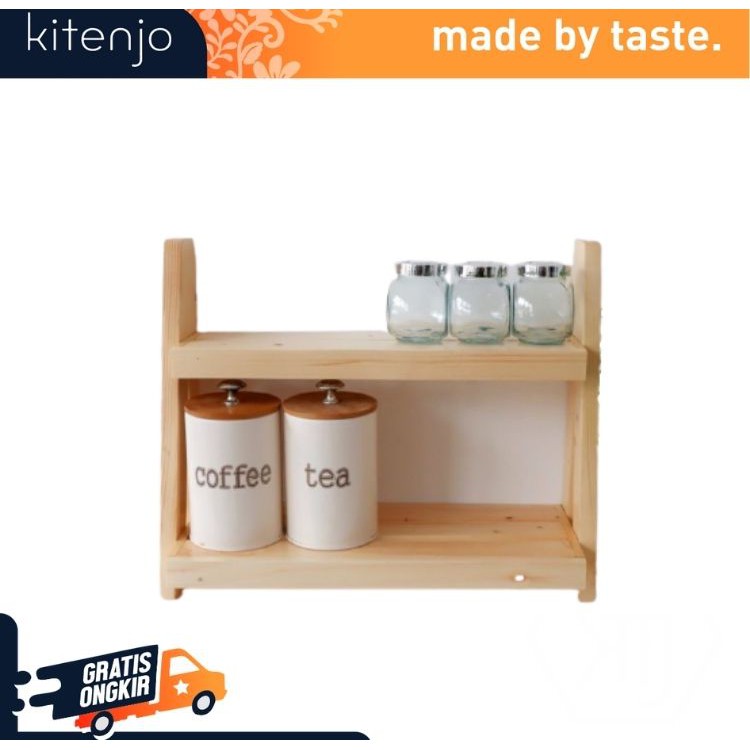 KITENJO RAK KAYU UNTUK TEMPAT ATAU WADAH BUMBU DAPUR - STORAGE BUMBU DAPUR BAHAN KAYU UNIK KUAT