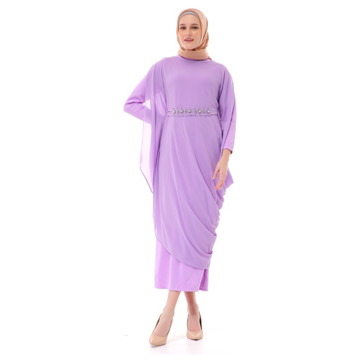 Kiara Gamis Dress Muslimah Wanita Long Sleeve Premium High Quality - Lilac