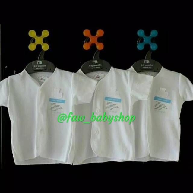 Termurah!! MIYO Putih Baju Lengan Pendek Bayi Newborn size 0-3 bulan &amp; 3-6 Bulan