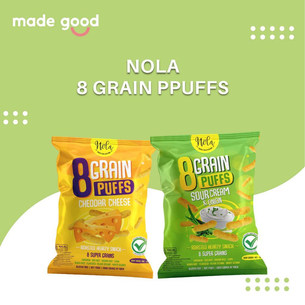 Nola 8 Grain Puffs Cheddar Cheese 50 Gram, Snack Anak Gluten Free