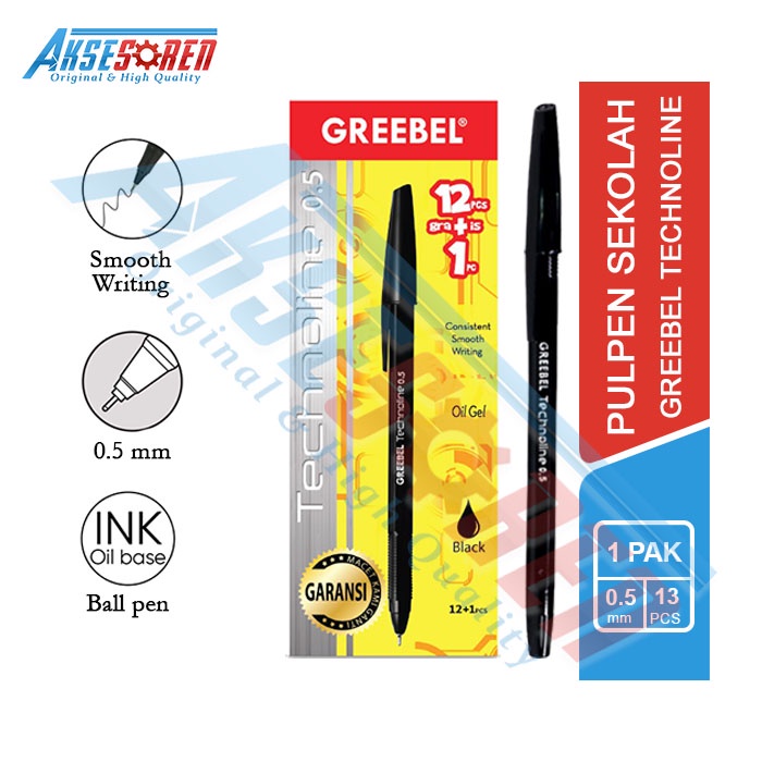 

Pulpen Technoline Greebel [12+1 pcs] / Ballpoint Pena Pen [0.5 mm/1 Pack]