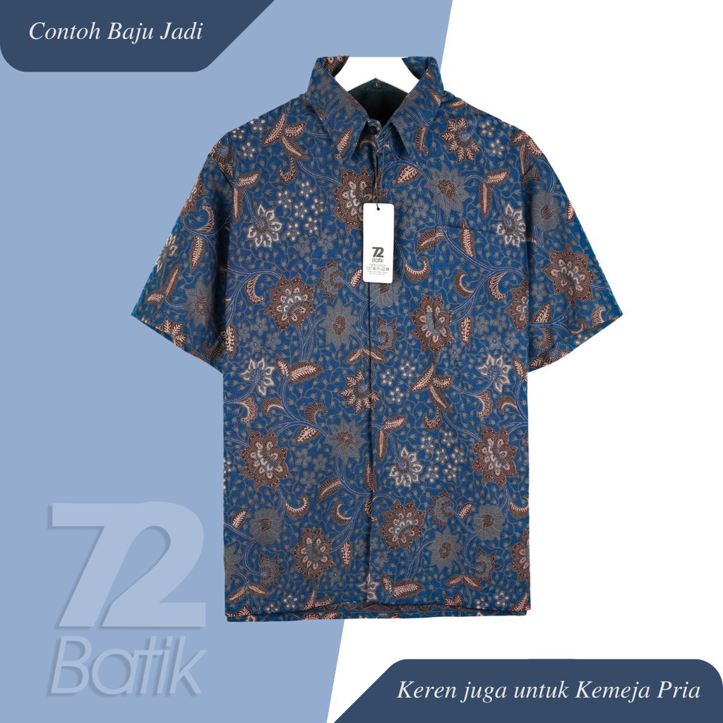 KAIN BATIK KATUN Premium Motif Kembang Warna Biru Tua Dark Blue Hitam 724392 CAP 72 - Jarik Jarit Samping Kebat Panjang Batik Katun Modern Premium Bahan Seragam Batik Pernikahan Kantor Keluarga Murah Kamen Jadi Batik Bali Lembaran