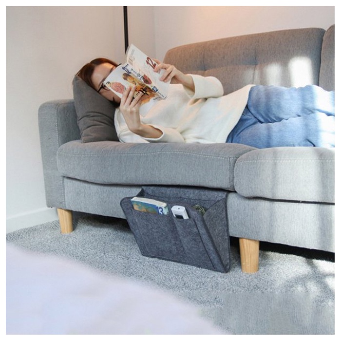 Tempat Penyimpanan Lenzero Organizer HP Remote Tas Gantung Samping Tempat Tidur Sofa Bedside Organizer