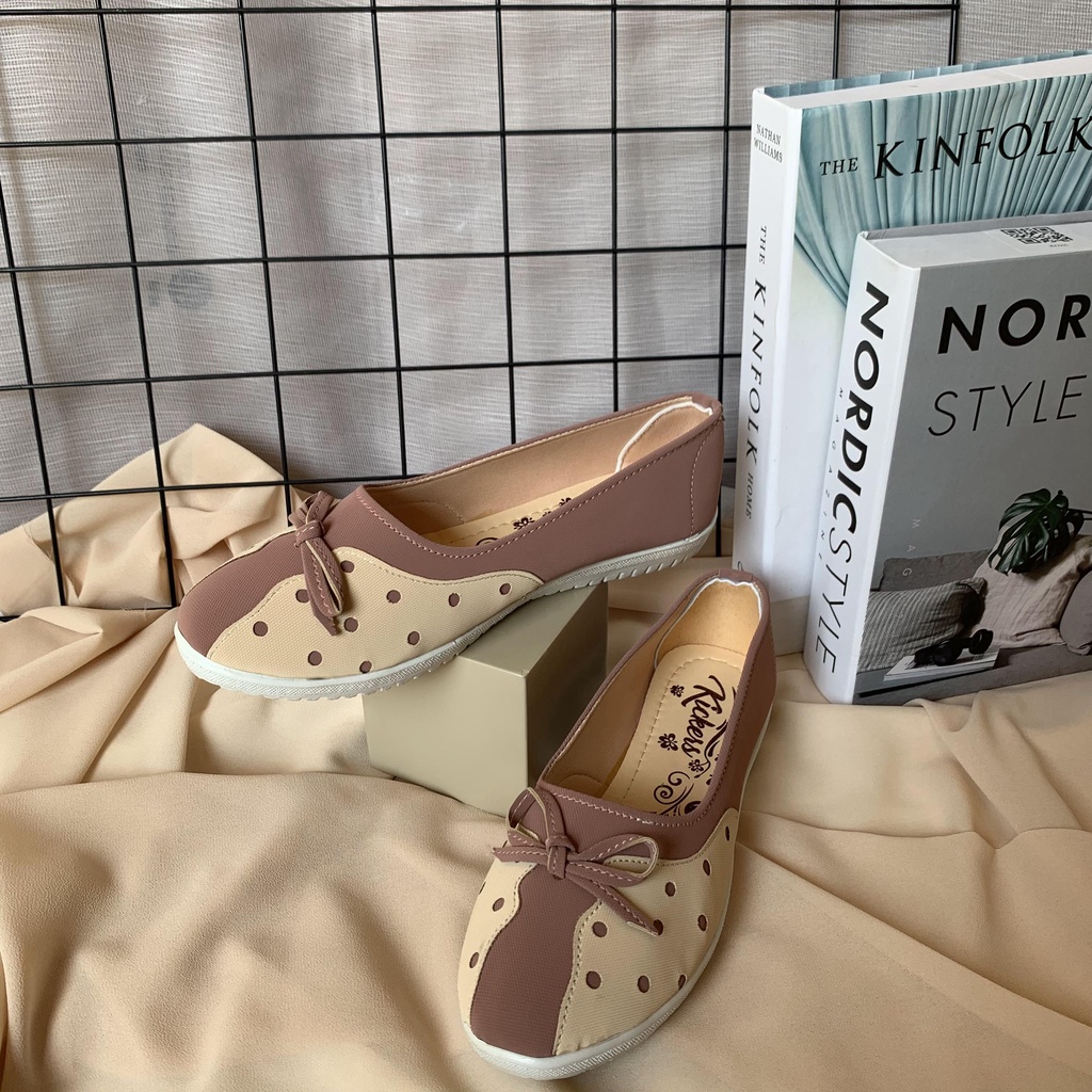 Sepatu wanita flatshoes motif polkadot sepatu wanita terbaru motif NDOLNDOL 7