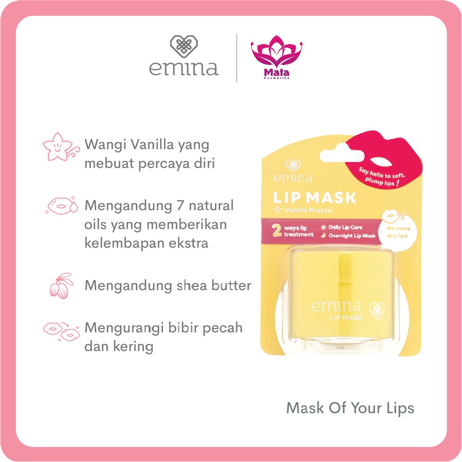 BARU EMINA Lip Mask 9gr | Original | Vanilla Pretzel | Milky Matcha | Orange Squash | Masker Bibir