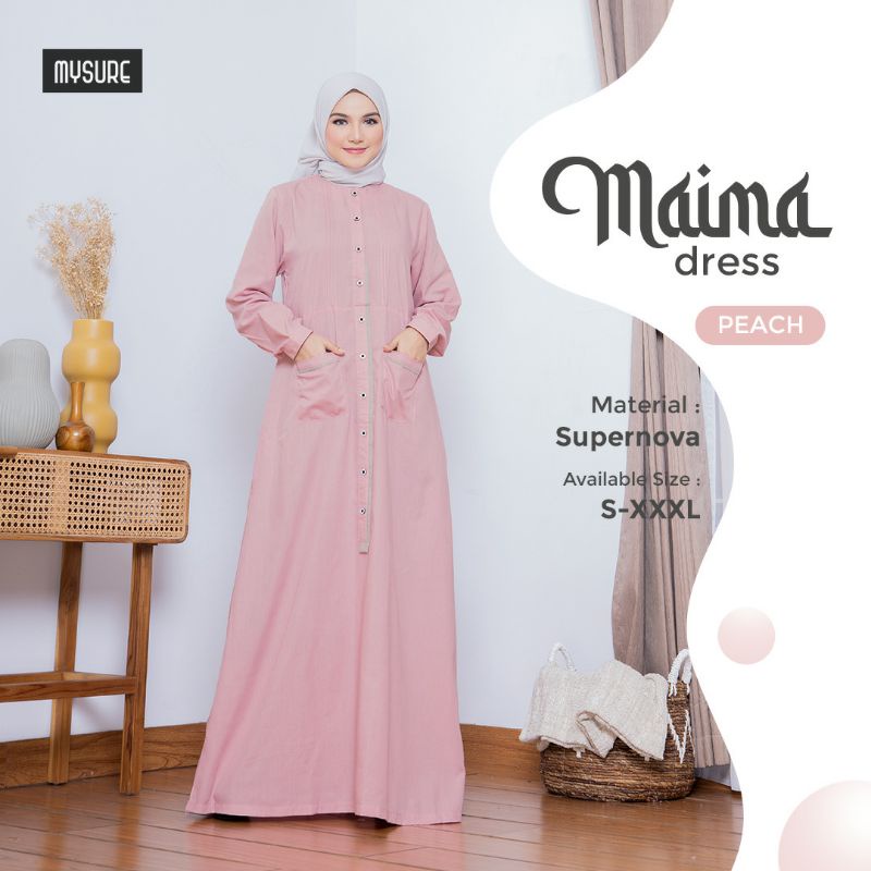 Gamis Diskon - Gaun Polos Original - Dress Maima Moslem Wear - Gaun Muslimah Elegant