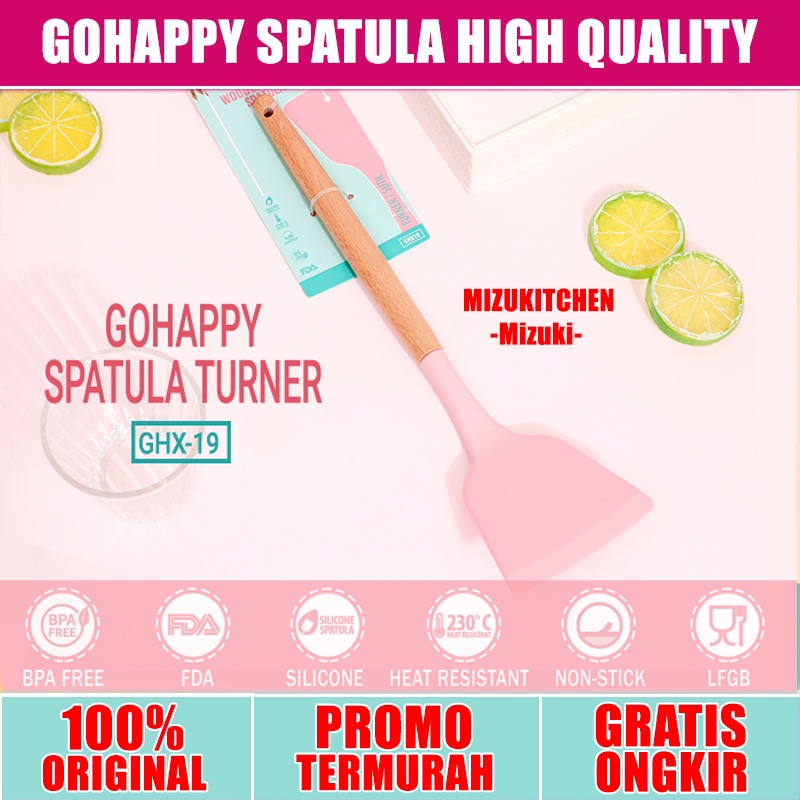 GOHAPPY TURNER SPATULA Silikon GHX19 Sutil silicone best quality (perlengkapan dapur sendok masak silicon)