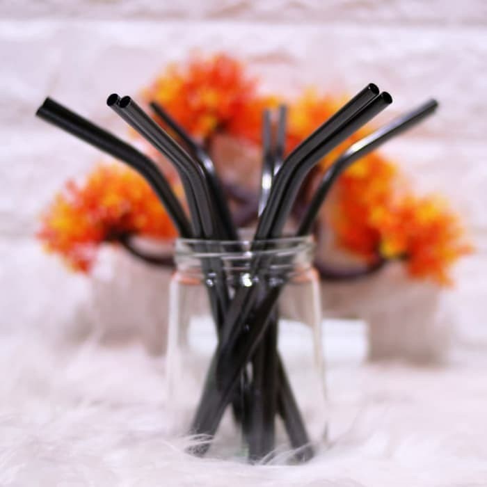 Sedotan Stainless Steel Straw Hitam Sedotan Metal Ramah Lingkungan