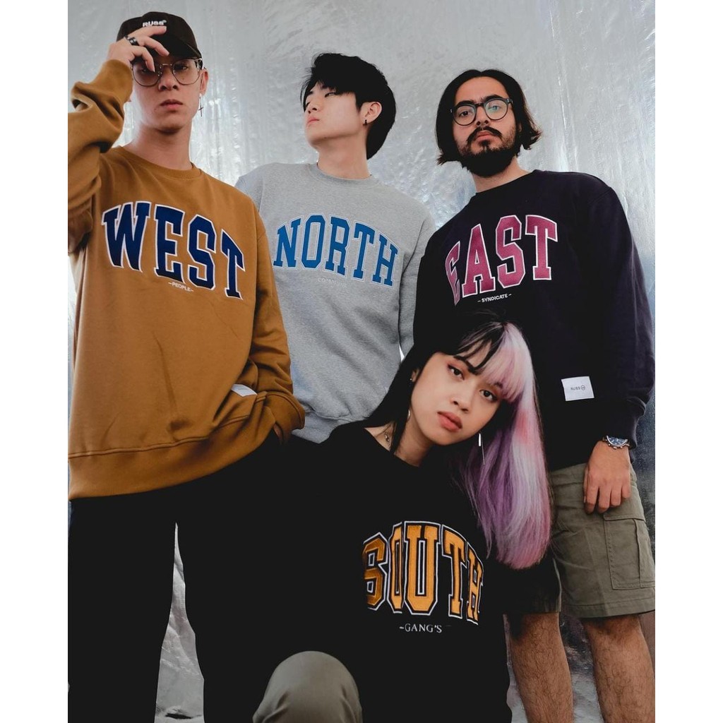 SWEATER WEST BASIC CREWNECK FONT BORDIR PRIA DAN WANITA-SWITER SOUTH DAN EAST PREMIUM