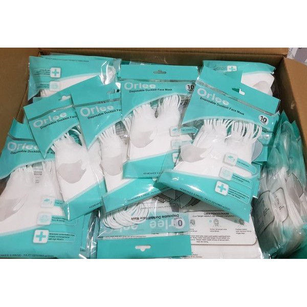 Masker 3ply Duckbill 3D Earloop Orlee | Hijab Headloop Kemenkes isi 10pcs