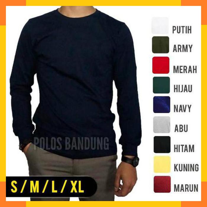 KAOS POLOS PRIA BAJU KAOS OBLONG LENGAN PANJANG SIZE M XXL_hf750