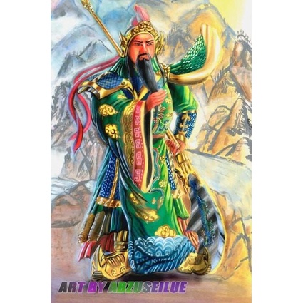 Repro Digital Lukisan Dewa Kwan Kong Guan Yugod Konghucu Feng Shui 088