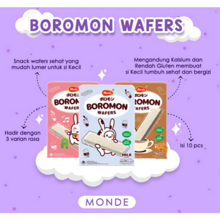 

Monde Boromon Wafer 120gr Wafers Snack / Cemilan Anak