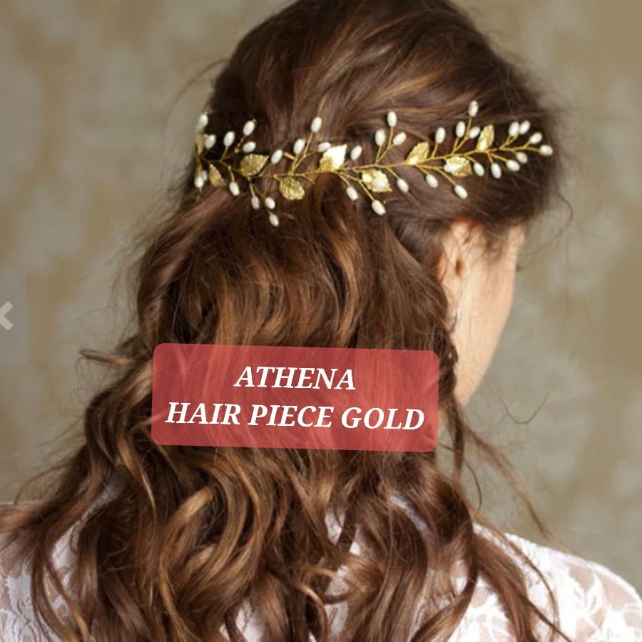 BAJUKIDDIE ATHENA HAIRPIECE GOLD MAHKOTA PENGANTIN AKSESORIS SANGGUL PESTA IMPORT