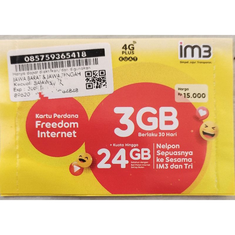 SP INDOSAT  3 GB FREEDOM INTERNET (6 GB )