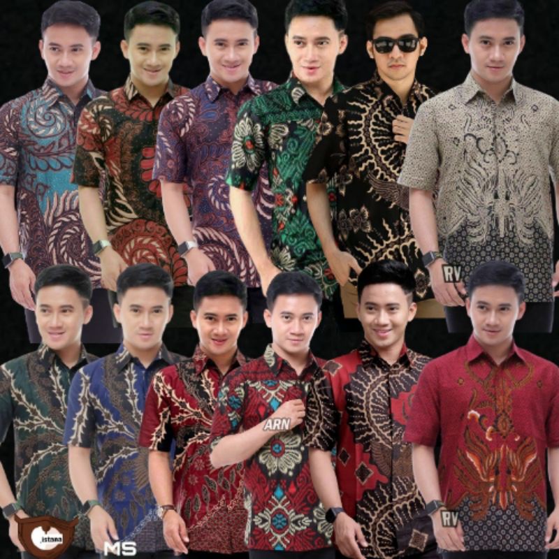 BSWARTBatik HRB026 Kenongo Hem Pendek Padi Pekalongan M L XL Batik Pria MURAH ModernGrosir