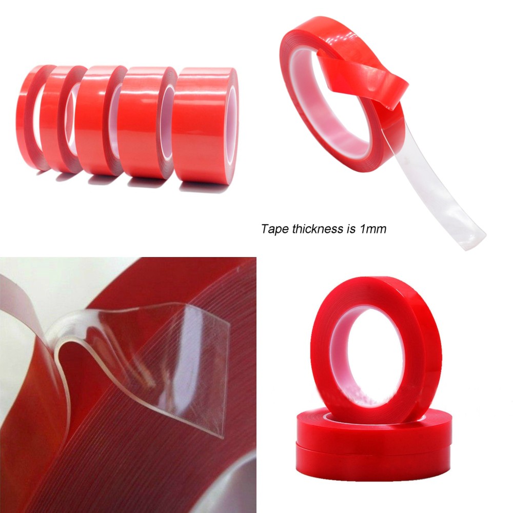 

SZBFT Perekat Double Tape Acrylic Adhesive Transparent No Trace Sticker 25mm x 3m - J4702 - Red