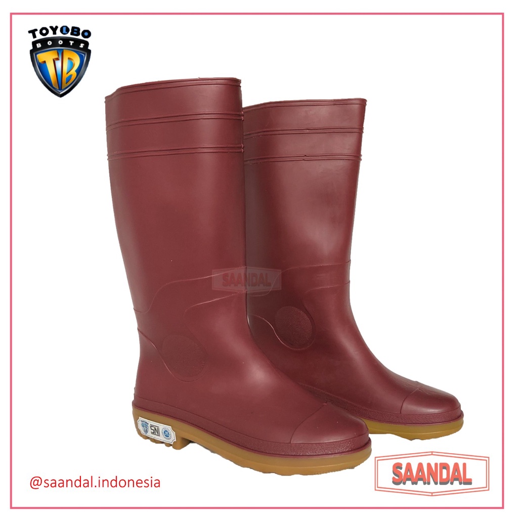 Sepatu Boots Tinggi Safety Toyobo Maroon (BISA SATUAN COD)