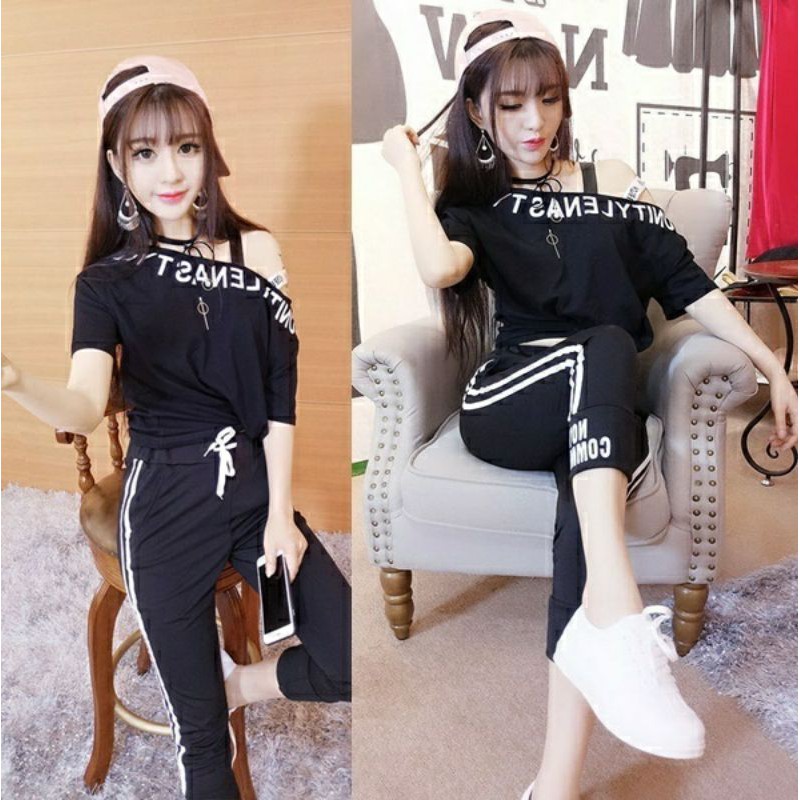Set joging Lanes / Setelan celana wanita fit to XL