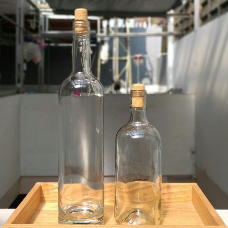 Botol kaca 700ML 500ML / Botol kaca TUTUP KAYU / Botol kaca sumbat kayu / Botol kaca