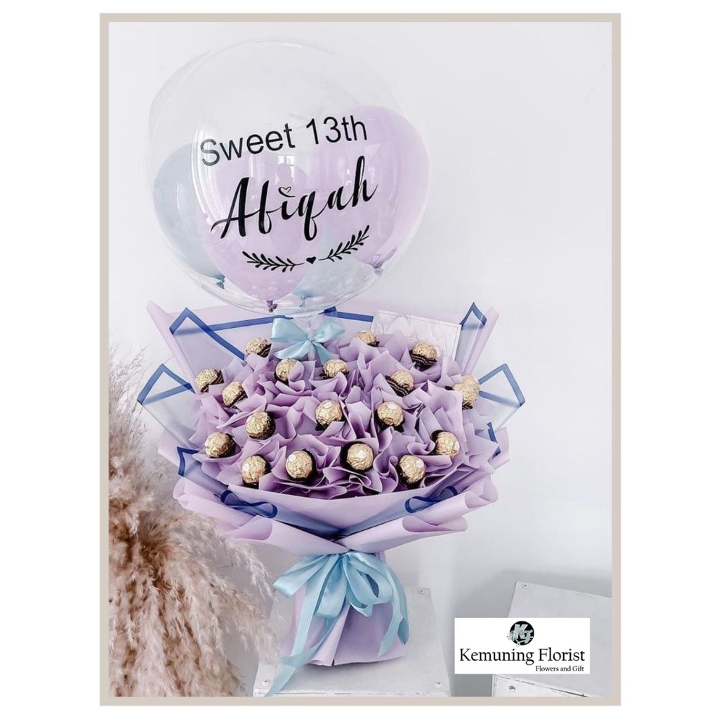 bloom box coklat/ kado ulang tahun/ buket coklat/ buket balon