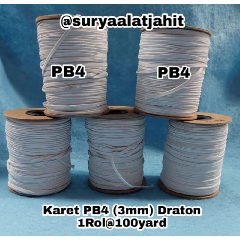 Karet Kelinci PB4/R (3mm) Putih @1Rol =rp.33.550/+/-100yrd