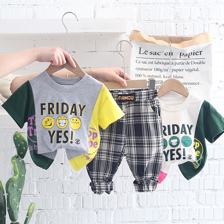 Setelan Anak Laki Laki FRIDAY Baju Fashion Anak Trendy Kekinian Korean Style Import