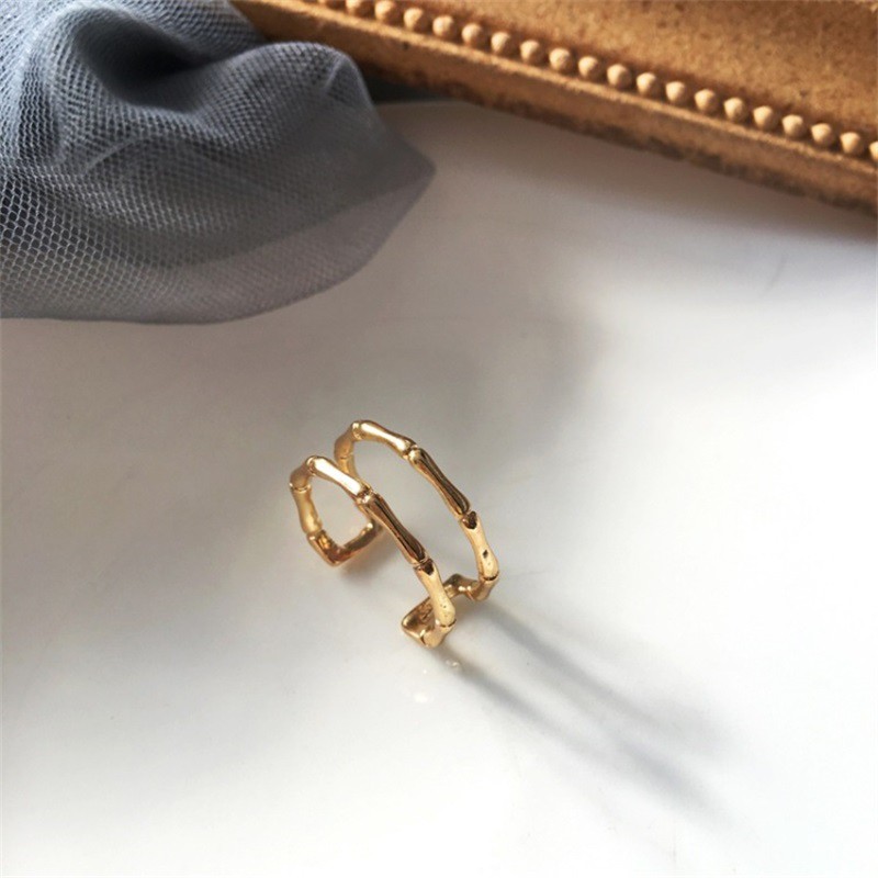 Cincin Bambu Dua Lapis Gaya Korea Uni