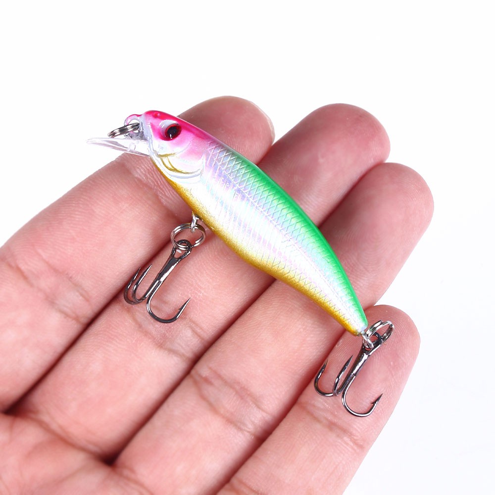 HENGJIA 10PCS Fishing Lure 60mm 4.3g Sinking Minnow 3D Eyes Umpan GID Artificial Hard Bait